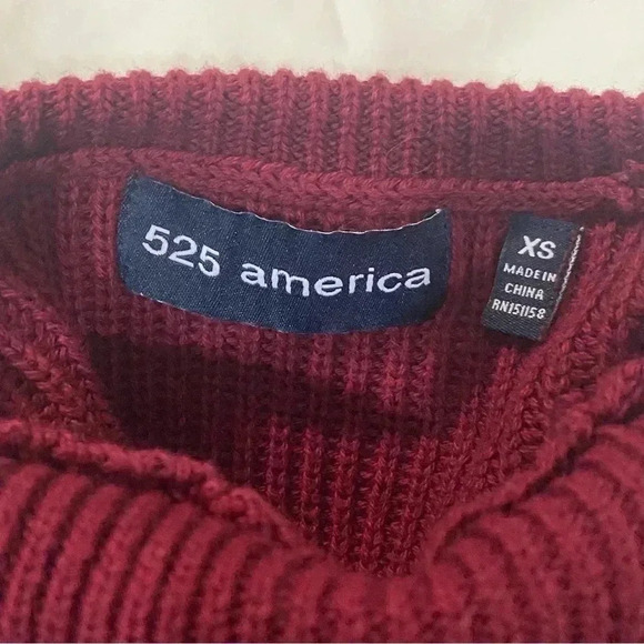 525 America 100% cotton maroon women’s turtleneck bell long sleeve pullover tops - Picture 3 of 7